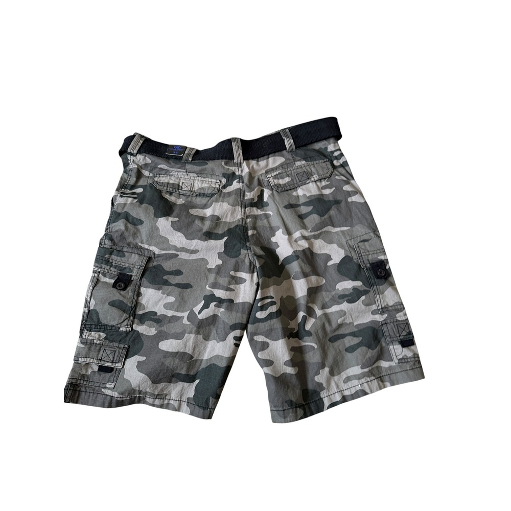 Monument Mens Grey Camo Cargo Shorts Size 38 Ripstop With Web Belt NWT